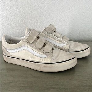 Vans White and Gray Velcro Sneakers